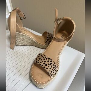 Soda Tan and Leopard Espadrille Wedges